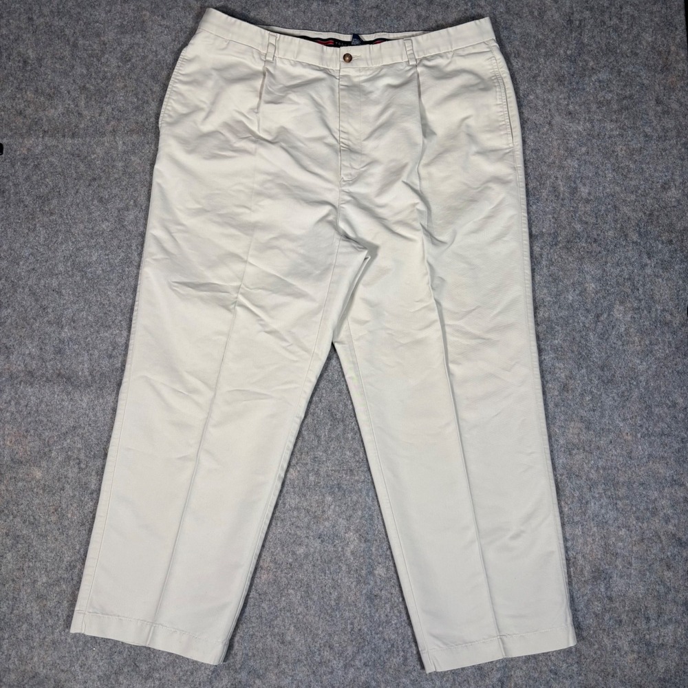 VTG‎ Tommy Hilfiger Pleated Chinos Mens 42x29" Inseam Altered Beige Wide Relaxed